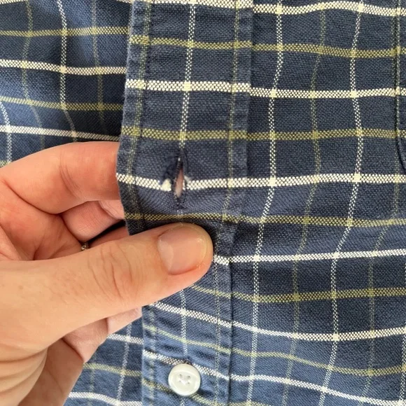 🔷 J.Crew Flex Oxford Button-Down Shirt – Navy Grid Check, Size L, Casual - Picture 8 of 10